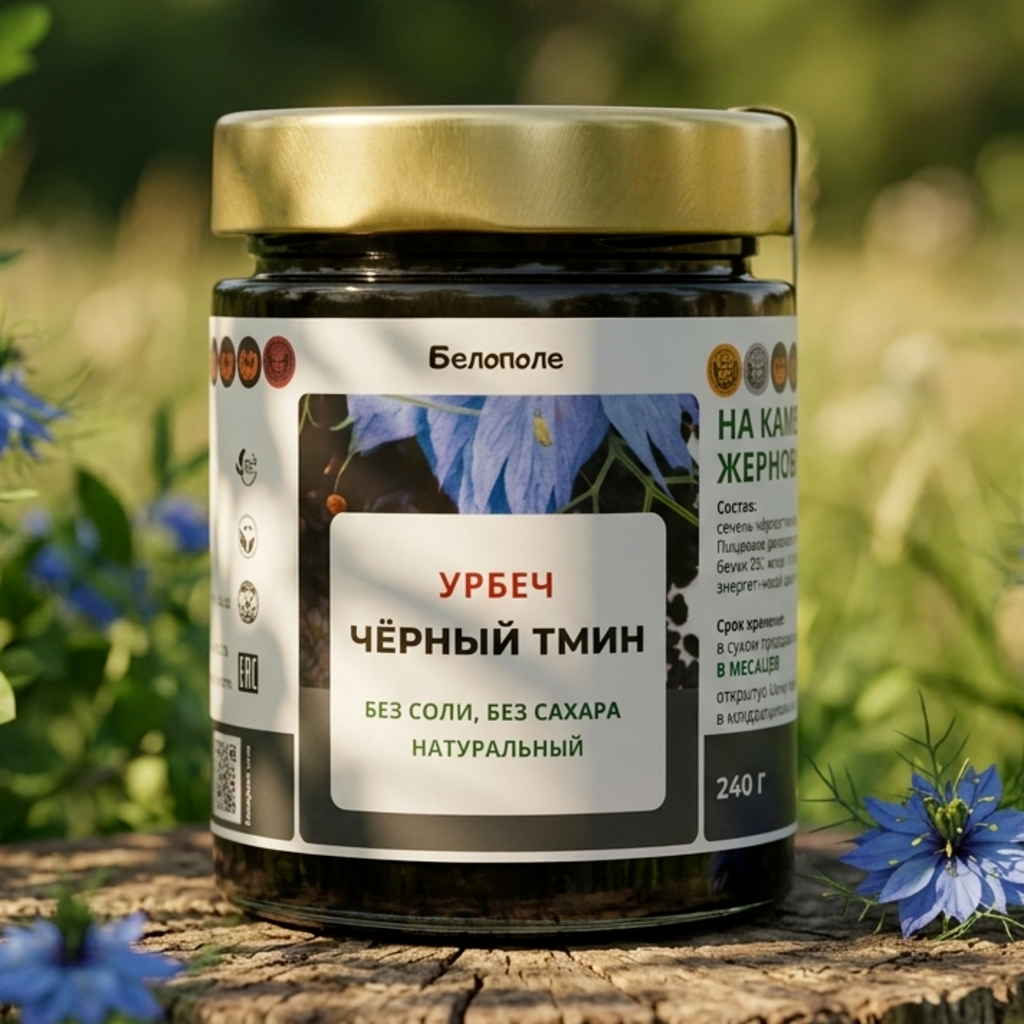 Белополе урбеч чёрный тмин 240г на заказ натуральный. На каменных жерновах